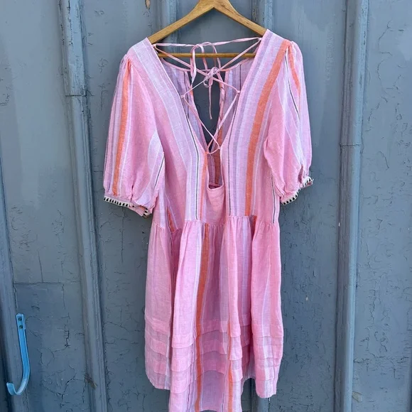 Lem Lem x H&M linen Pink Boho Dress, size M - Picture 4 of 11